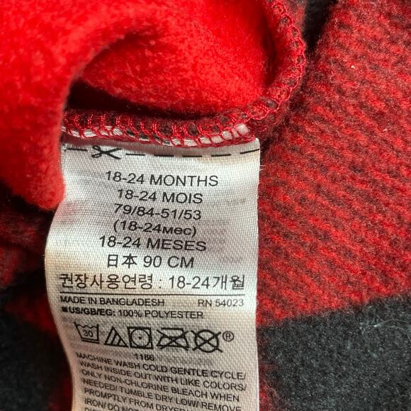 Baby Gap Pajamas 18-24 Months Set PJ Top Bottom Buffalo Plaid 2 pc Flannel Red - Picture 5 of 16